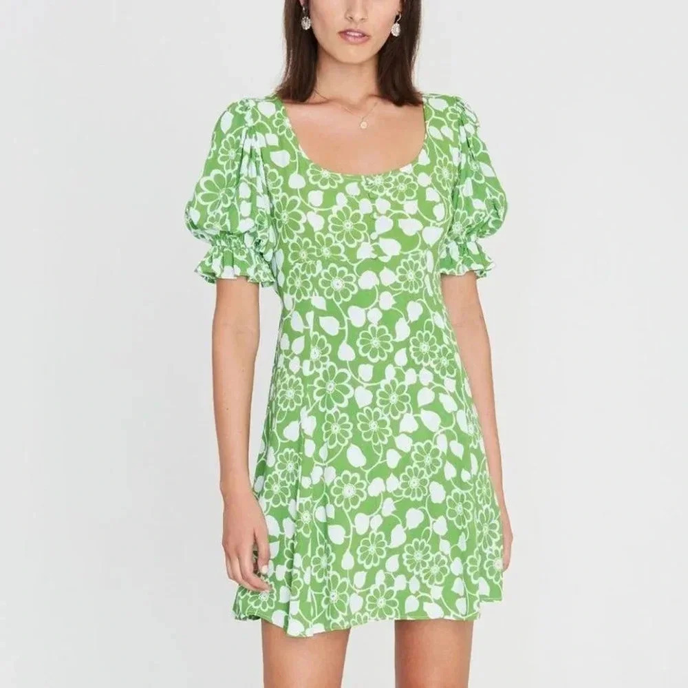Faithfull The Brand La Barben Mini Dress Cleo Floral Print Women's Size Medium.